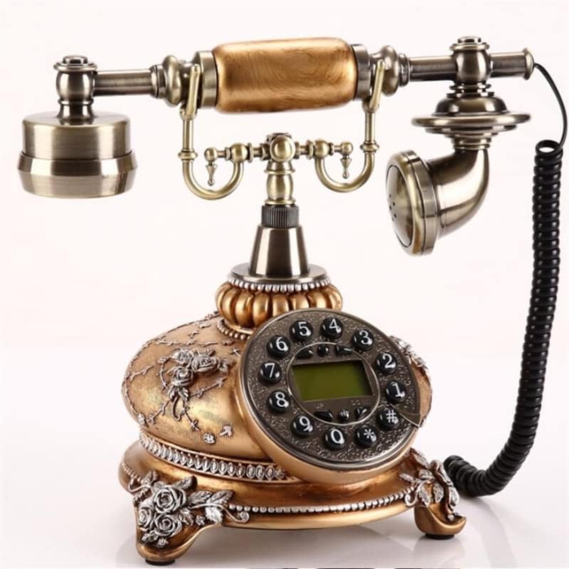 GaYouny Кабелна Модерен Ретро Стационарен телефон Стационарен Телефонен Маса за Дневна Стационарен Офис (Цвят: Златен)