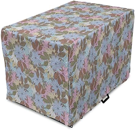 Foldout Ретро Чанта за кутия за кучета, Пастелни Цветни Разпечатки под формата на Романтични Цветове и листа на