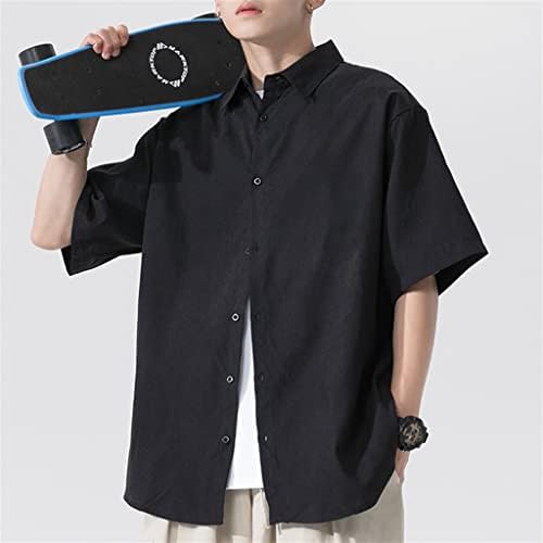 n/a Риза с къс ръкав, Мъжки Лятна Тънка Свободна Японската Ежедневни Риза, Сако с къс ръкав, Отгоре (Цвят: черен