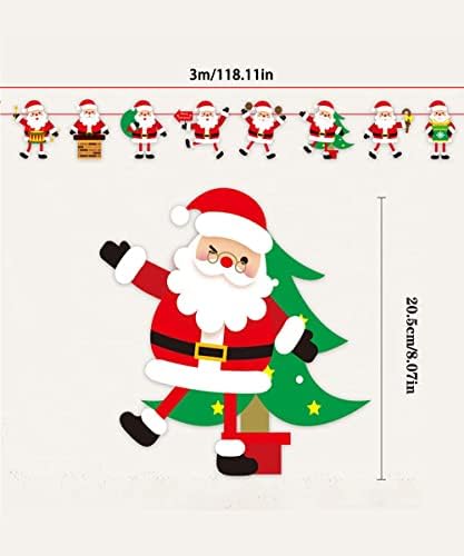 Весел Коледен Банер Дядо Коледа Банер с Обща дължина 3 м Коледни Стенни Банери Коледно Дърво Декор Коледен Домашен Комина Вътрешна Украса за вашия дом Офис Вечерни