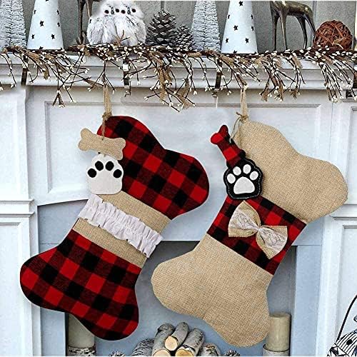 Tirrito Шели Home 2 бр. Коледни Чорапи за домашни Кучета, Чорапи за домашни любимци под формата на Голям Кости от Зебло