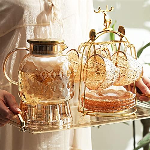 n/a Чайник с плодове, цветя кана, Свещ за подгряване на чай, термостойкое Стъкло, английски следобеден чай,
