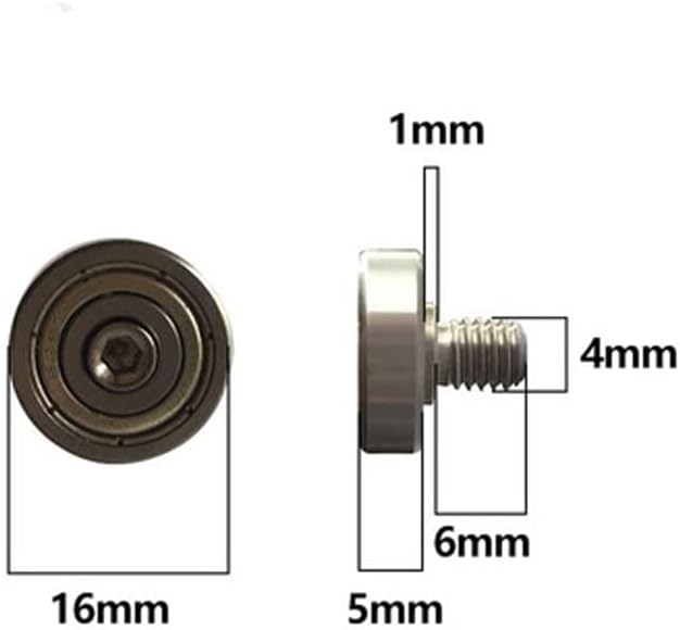 2 елемента M4 * 6 мм резба прът 16 мм * 5 мм колелце фиксирана ролка метална носещи направляващи колела пръстен от неръждаема