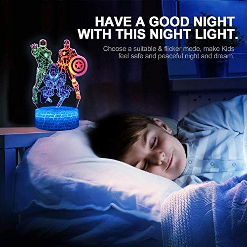 XXMANX Играчки за Момчета лека нощ за Деца, 3D Иллюзионная Лампа със Сензорно Управление на Динамичната Промяна на Цвят, с 3 Рисунки Детски Играчки за Коледни Подаръци з