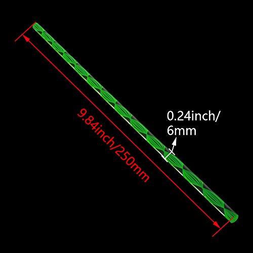 Изберете 2 елемента Акрилни Прът 6 мм x 250 мм Зелена Усукана Линия Твърди Акрилни Кръгла Пръчка PMMA Bar