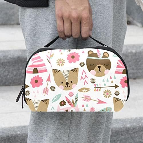 Водоустойчиви козметични чанти, Розово-Кафяви Пътни козметични чанти с Животни, Многофункционални Преносими, козметични