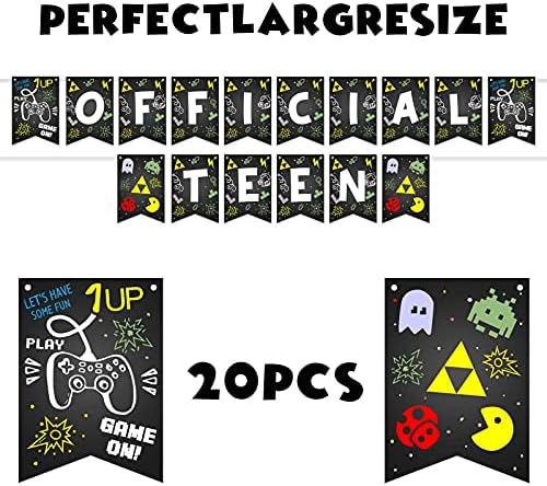 Официален Юношеството Банер Видеоигри Тема 13th Birthday Gamepad Party Decor Избира за 13-Годишна Възраст, за да проверите