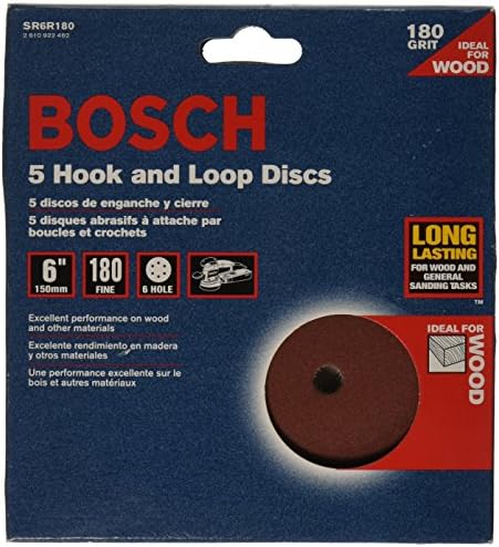 Шлифовъчни дискове на BOSCH SR6R180 от 5 части с шкурка 180, 6 Инча, 6 дупки, Червен