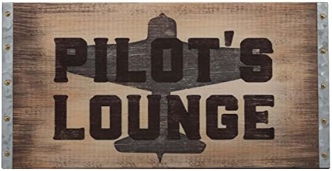 Open Road Brands Pilot's Lounge Дървен Стенен Интериор - Голяма Реколта Знак Pilot's Lounge за Мъжки пещери или Спални