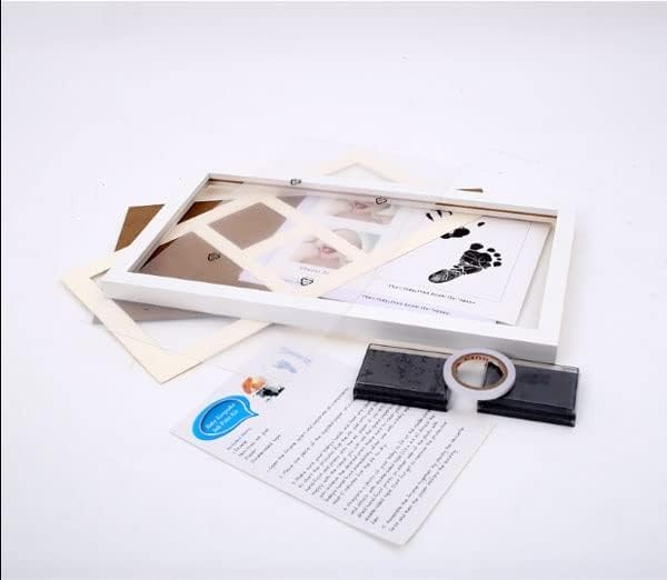 ДОУБАО Детска рамка за снимка Нетоксичен Отпечатък на Детска Ръце Комплект Подаръци За Пръстови Отпечатъци Новороденото Тъмен мат За Пръстови Отпечатъци Детски Г