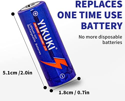Батерия YIKUKI 18500, IMR 18500 Литиево-йонна батерия 1600 mah 3,7 В, с горния бутон, за фенерче, слънчево градинско осветление