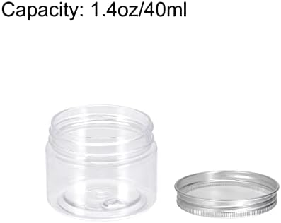 uxcell Прозрачни Пластмасови Буркани със Сребристи Алуминиеви капачки, 12 бр., 1,35 грама /40 мл, за Многократна употреба