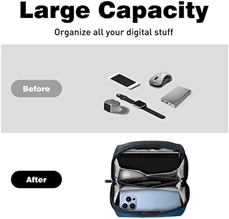 Калъф за носене, чанта, USB-кабел, органайзер, джобен аксесоар, портфейл с цип, син надпис Благодаря
