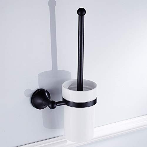 Четка за тоалетна стенен тип с титуляра, Чаша с медно-керамично покритие, Набор от тоалетни четки за баня-черен