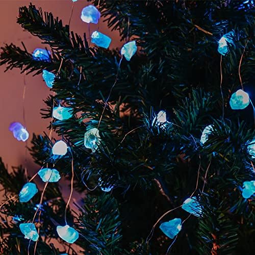 Runyangshi Natural Celestite Crystal Led гирлянди / 6,5 фута 20LED На батерии С Три Режима на осветление, Коледни Празнични светлини / осветителни Тела за вътрешен и външен декор на градин