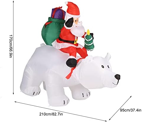 Украса ASHATA Santa Bear, Коледни Надуваеми Украшения, с Вградени led, Полиестерна Led Светещо Коледно Надуваема Играчка за Градината, на Двора, на Тревата, Коледни подаръци