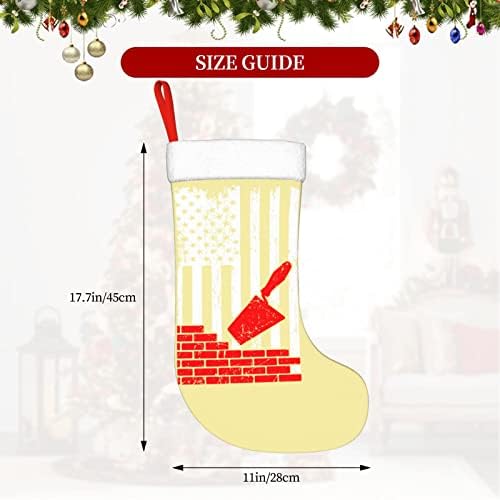 Cutedwarf Професия е Зидар Зидар Флаг на САЩ Коледен Отглеждане на Коледни Празнични Украси Камина Окачен на Стелката 18 Инча(А)А) Чорапи