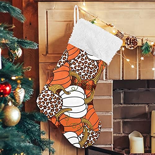 Sinestour Есенни Коледни Чорапи в клетка с Тиква от Бъфало, Големи Коледни Чорапи за Коледната Елха, Камина, Стенни