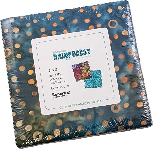 Палитра балийски батика Rainforest 5X5 опаковки, 42 5-инчов квадрата, очарователна опаковка Benartex, (RNFT5PK)