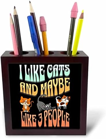 3dRose Ми харесват котки, и може би харесвам 3 Човека, Обичащи Котки, Мультяшные държатели за писалки (ph-371320-1)