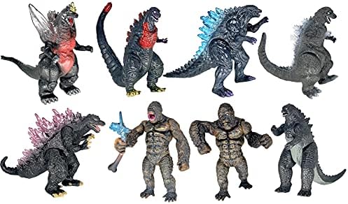 TwCare Изключителен Комплект от 6 детски играчки Годзила срещу Конг, Движими Съвместни Фигурки, Кралят на динозаврите-чудовища, Гуми Гидора, Череп, Верижен механизъм, ?