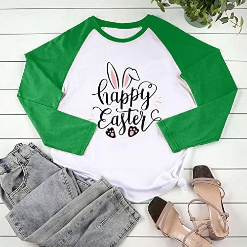 Забавни Свитшоты с Надпис Happy Easter за Жени, Пуловер с Изображение на Заек, Пуловер с Дълги ръкави, Пролетно Тениска