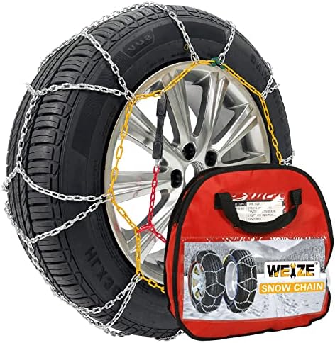 Вериги за сняг WEIZE, Здрави вериги за гуми на леки автомобили, пикапи и джипове, Комплект от 2 (TC-KNS100)