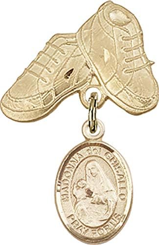 Детски икона Jewels Мания с чар Свети Мадона Дел Гизалло и игла за детски сапожек | Детски икона от 14-каратово злато