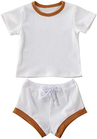 Шорти За новородени Деца, Базова Облекло, Тениски, Топ + Къси Панталони на съвсем малък, Летен Комплект Дрехи