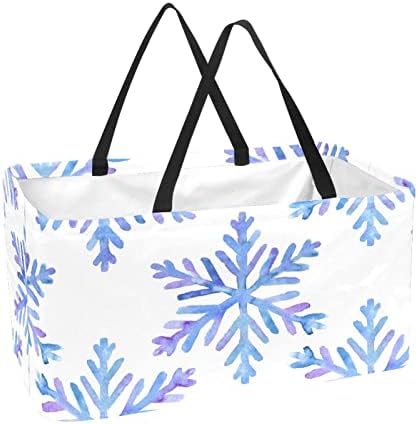 JDEZ Кошница за Пазаруване Зимен Модел под формата на Множество Снежинки Продуктова Чанта Кошница За Дрехи, Преносими Чанти