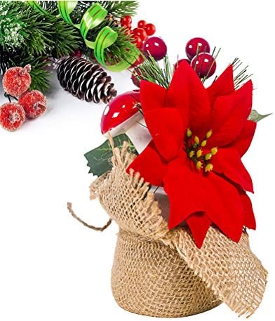 SEWACC Фалшива Коледна Борова Шишарка, Украса за растения В Саксии, Творчески Украшение за Коледната трапеза (Червена Гъба) Домашен Коледен Декор