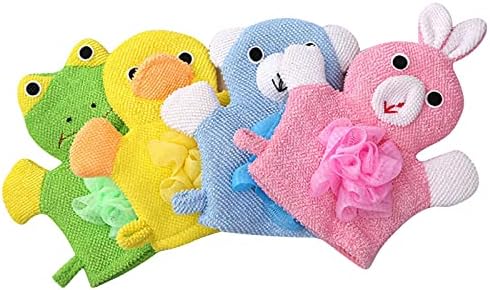 Бебешка кърпа за почистване на AIYZA с Анимационни Топка За Баня, Ръкавица за Къпане и триене на Гърба, Жълто Патешко