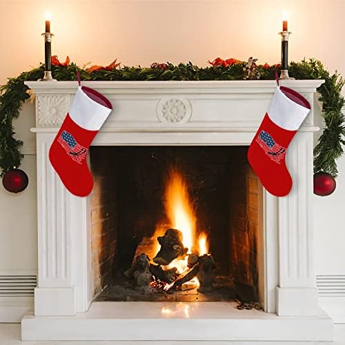 Коледни Чорапи с Флага на САЩ за Гмуркане от Червено Кадифе, с Бял Пакет шоколадови Бонбони, Коледни Декорации и Аксесоари