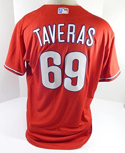 Филаделфия Филис Хосе Таверас #69 Използвана в играта Червена Риза 48 DP43705 - Използваните В играта тениски MLB