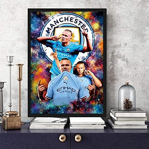 Стенен плакат с изображение на футболна суперзвезда БКО Манчестър Сити, художествен плакат с принтом Хааланд Футбол 16 x