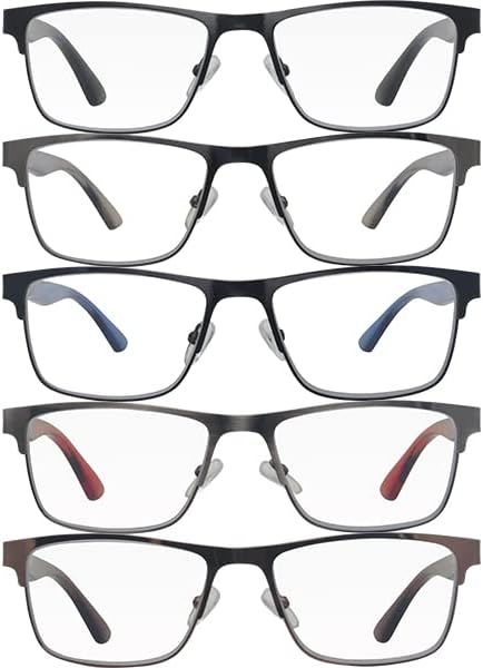 YTLJGJ 5 Чифта Очила за четене За жени И мъже, Модни Очила За четене с Блокиране на синя Светлина, Компютърни Очила С Антирефлексно покритие