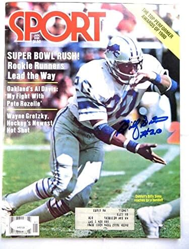 Били Sims Подписа Списание SPORT 1981 Detroit Lions с Автограф от JSA AH04528 - Списания NFL с автограф