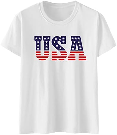 Дамски Ежедневни Ризи, Дамски тениски с Принтом на Деня на Независимостта, Къс Ръкав, Блузи с Монограм и Флага на САЩ, Графични Тениски