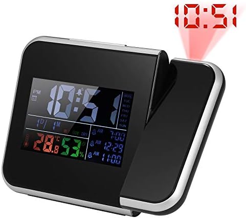 UXZDX CUJUX Цифров Цветен Термометър, Влагомер на Вътрешния Часовник с LCD Дисплей, Темпер, Часовник, Термометър,