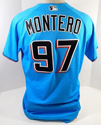 Маями Марлинз Алваро Монтеро #97, Използван в играта Синя риза 44 DP22230 - Използваните в играта тениски MLB