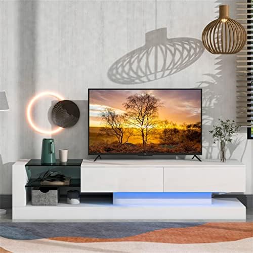 Стойка за телевизор LHLLHL с Две шкафове за съхранение на МУЛТИМЕДИЯ, Развлекателен център за телевизор с размер от 75 инча, 16 Цвята RGB LED (Цвят: D, размер: както е показано