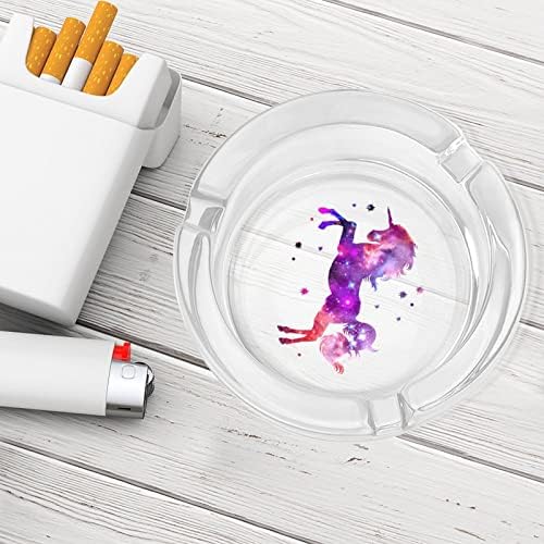 Стъклен Пепелник Space Unicorn за Цигари, Кръгли Пепелници за Домашния офис и Ресторанти