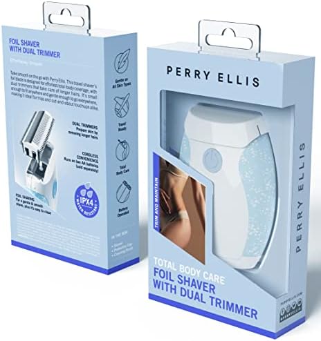 Електрическа самобръсначка Perry Ellis за жени | Дамски бръснач от фолио с две триммерами | Нежна и гладко бръснене за всички