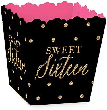 Луксозен точка щастие за 16-ия рожден ден - Розови, Черни и Златни Мини Кутийки за подаръци за партита -