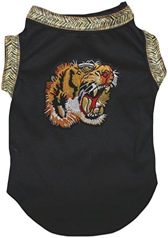 Черна тениска за кученца Petitebella с тигровым принтом (XXX-Large)