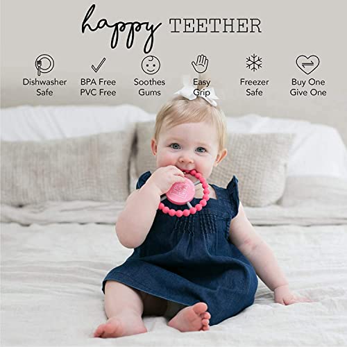 Bella Tunno Happy Teether - Мек пръстен за никнене на млечни зъби с лек припадък, идеално за бебета, както и играчки за никнене на млечни зъби, които успокояват венците, Нетоксич