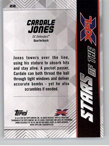 2020 Оглавява футболната карта XFL Stars of the XFL 22 Cardale Jones DC Defenders