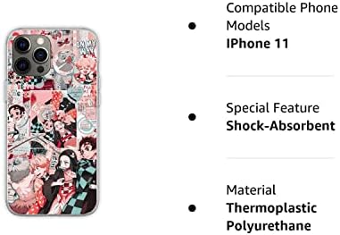 TMMER е Съвместим с калъф за iPhone 11 Demon Slayer - Tanjirou, Nezuko, Zenitsu, Inosuke устойчив на удари-Мек Силиконов калъф от TPU за телефон