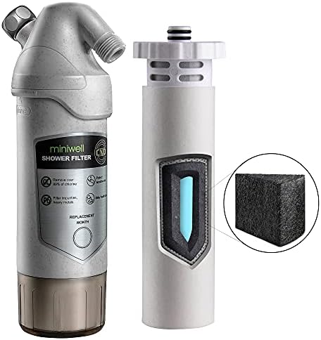 система филтри за душата miniwell L720-Plus - за твърда вода в банята и добре - Премахва примеси на хлор, тежки метали и натрупвания - Полезен за кожата и косата