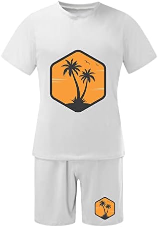 Мъжки Ежедневни Ризи Стилна Лятна Мода Хавай Плажен Разпечатки С Кръгло деколте И Къс Ръкав Шорти Комплект
